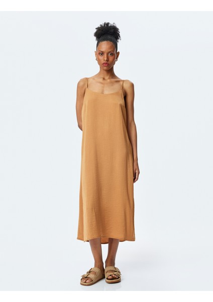 Düz Kesim Ince Askılı Uzun Elbise fiyatları