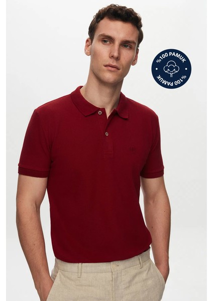 Ds Damat Slim Fit Bordo Kutulu Polo Yaka T-Shirt fiyatları