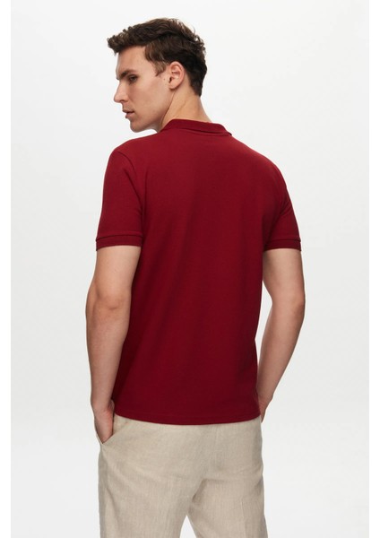 Ds Damat Slim Fit Bordo Kutulu Polo Yaka T-Shirt modelleri