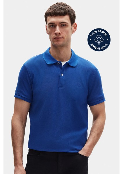 Ds Damat Slim Fit Saks Mavi Kutulu Polo Yaka T-Shirt fiyatları