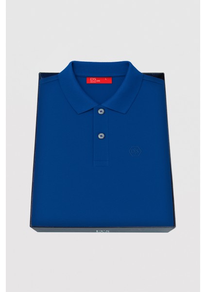 Ds Damat Slim Fit Saks Mavi Kutulu Polo Yaka T-Shirt indirimleri