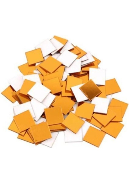 Mozaik Ayna Gold Pleksi 100'LÜ Duvar Dekorasyon Lazer Kesim Her Biri 3x3 cm
