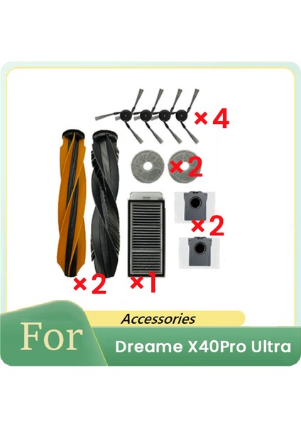 Dreame X40 Pro Ultra Elektrikli Süpürge Aksesuarları Seti Için 11 Adet Ana Yan Fırça Filtresi Paspas Temizleyici Parçaları Değişimi (Yurt Dışından)