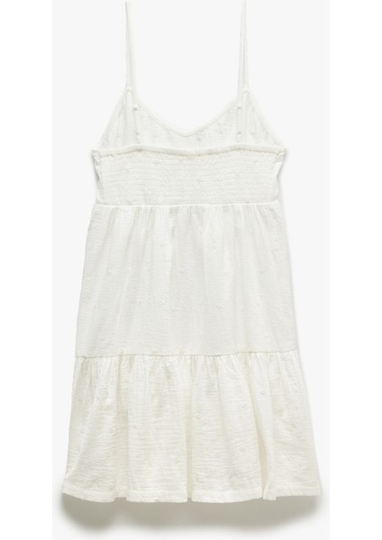 Pamuklu Katmanlı Brodeli Fistolu Askılı Mini Elbise fırsatları