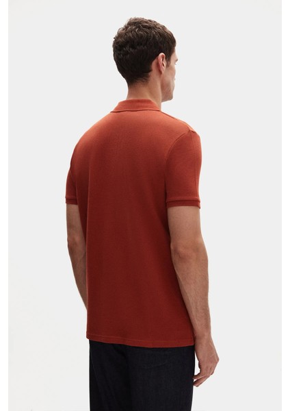 Ds Damat Slim Fit Kiremit Kutulu Polo Yaka T-Shirt modelleri