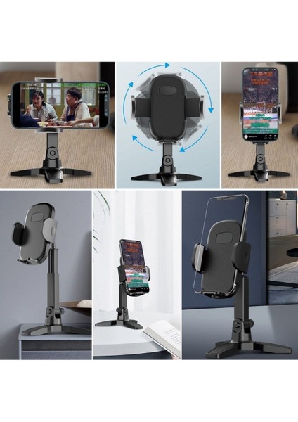 Masaüstü Telefon Standı 360 Derece Dönebilen Başlıklı Ayaklı Telefon Tripodu