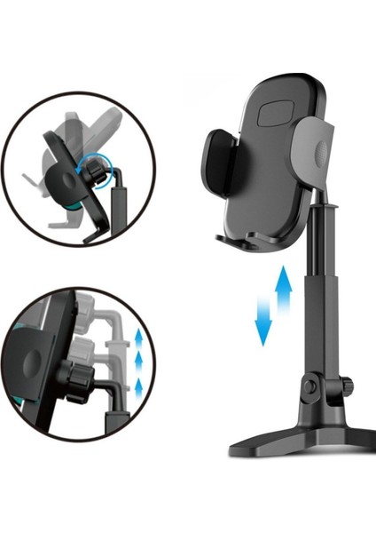 Masaüstü Telefon Standı 360 Derece Dönebilen Başlıklı Ayaklı Telefon Tripodu