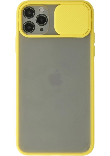 Iphone 11 Pro Max Kılıf Palm Buzlu Kamera Sürgülü Silikon - Sarı Bstmy
