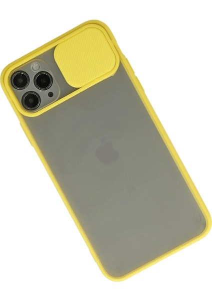 Iphone 11 Pro Max Kılıf Palm Buzlu Kamera Sürgülü Silikon - Sarı Bstmy