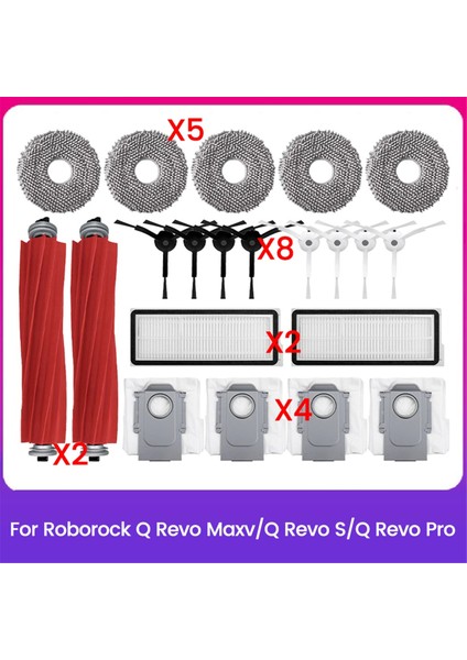 Roborock Q Revo Maxv/q Revo S/q Revo Pro Robot Süpürge Eklentisi Toz Torbası Ana Yan Fırça Hepa Filtre Için 21 Adet (Yurt Dışından)
