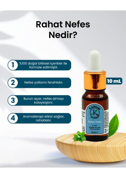 Aromaterapi-Sinerji %100 Doğal Cam Damlalıklı Rahat Nefes Buhurdanlık Difüzör 10ML