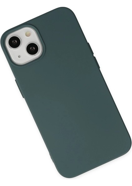 Iphone 14 Plus Kılıf Nano Içi Kadife Silikon - Koyu Yeşil Bstmy