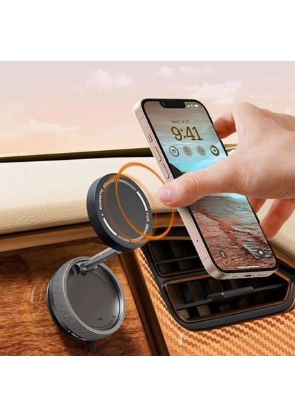 K10B / 360° Derece Dönebilen Vakumlu Magnetik Telefon Tutucu