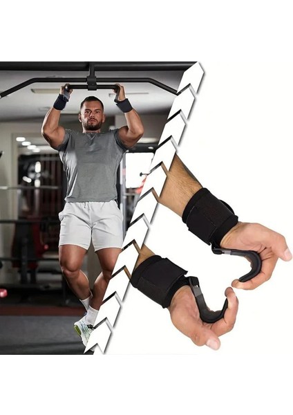 2 Adet Ağırlık Kaldırma Kancası Tutma Yardımcısı Bar Fitness Bilekliği Lifting Hooks Straps