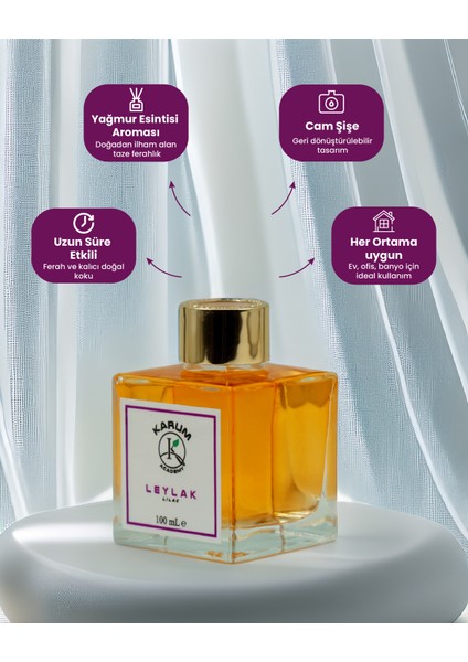 Leylak ( Baharın Zarif ve Ferah Esintisi) Çubuklu Kare Oda Kokusu 100ML