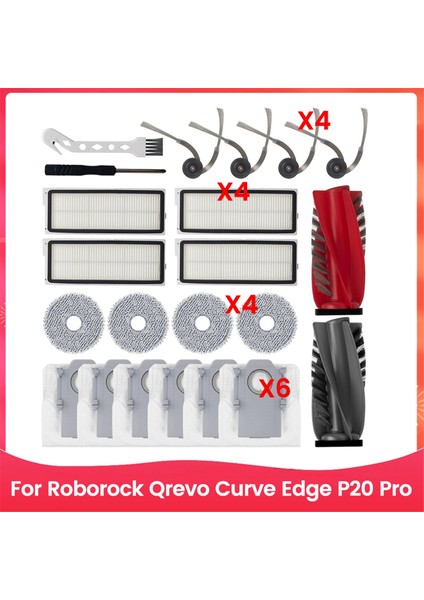 Roborock Qrevo Curve Edge P20 Pro Elektrikli Süpürge Ana Yan Fırça Hepa Filtre Paspas Pedi Toz Torbaları Için Yedek Parça (Yurt Dışından)