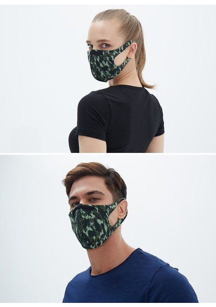 Unisex Koruyucu Maske Yeşil Kamo L