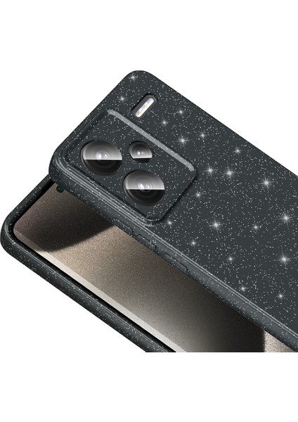 Xiaomi Redmi Note 13 Pro Plus 5g Kılıf Kamera Korumalı Simli Lüks Prl Koton Kapak - Siyah