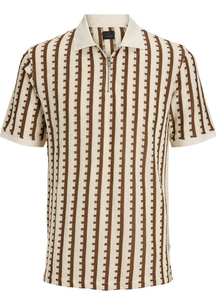 Jack Jones Erkek Örme Fermuar Detaylı Polo Yaka Tişört 12276108