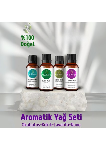 Okaliptus Nane Kekik Lavanta Aromatik Yağ Seti - Aromatik Uçucu Yağ 4x20 ml