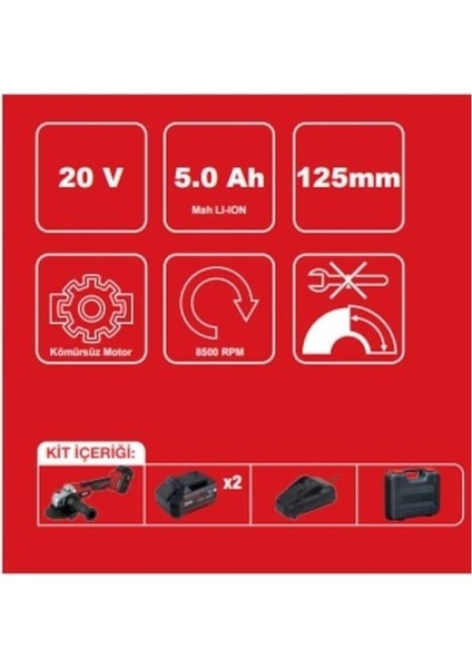 Pro Atbl 18 AG-502C 20 V 5 Ah Çift Akülü Taşlama Makinesi