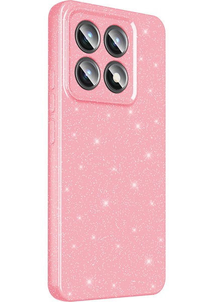 Xiaomi 14T Kılıf Kamera Korumalı Simli Lüks Prl Koton Kapak - Açık Pembe