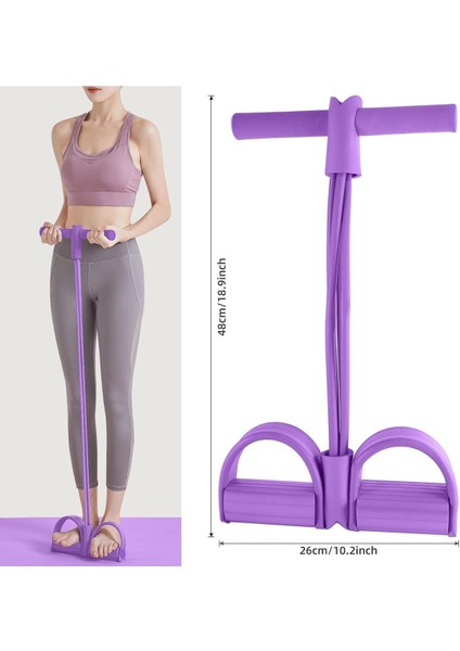 Body Trimmer Direnç Bandı 4 Tüplü Karın Bel Kol Bacak Germe Mekik Çekme Spor Aleti Mor