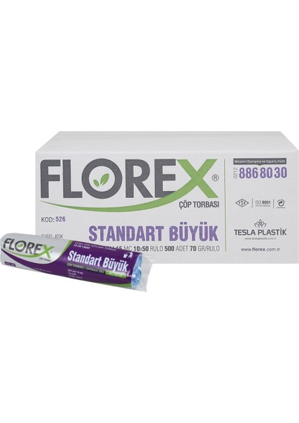 526 Standart Çöp Poşeti Büyük Boy 65 x 80 cm 10 Adet x 50 Rulo - Siyah