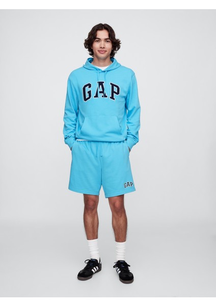 Erkek Mavi Relaxed Gap Logo Şort