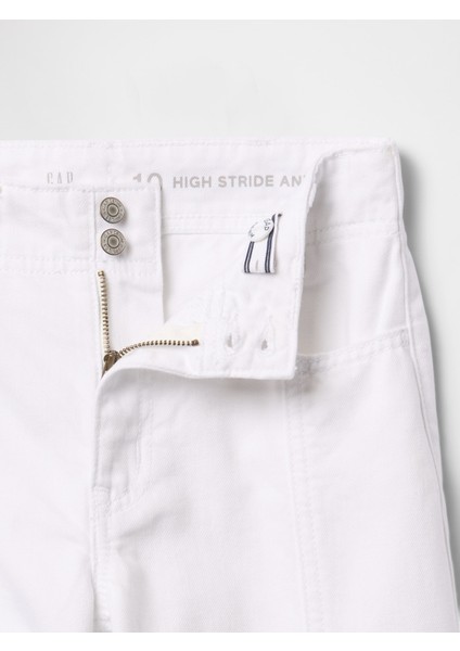 Kız Çocuk Beyaz High Rise Stride Wide-Leg Bilek Jean Pantolon