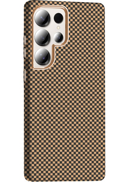Galaxy S25 Ultra Kılıf M-Safe Şarj Özellikli Karbon Fiber Görünümlü Gkm Gros Kapak - Gri-Siyah