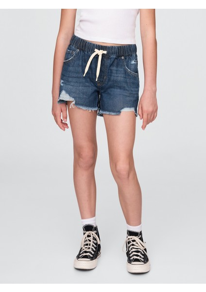 Kız Çocuk Lacivert Low Rise Ultrasoft Stride Relaxed Denim Şort fırsatları