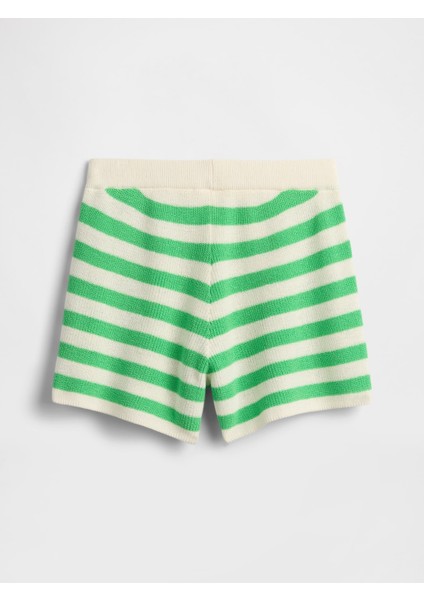 Kız Çocuk Yeşil Örgü Çizgili Şort modelleri