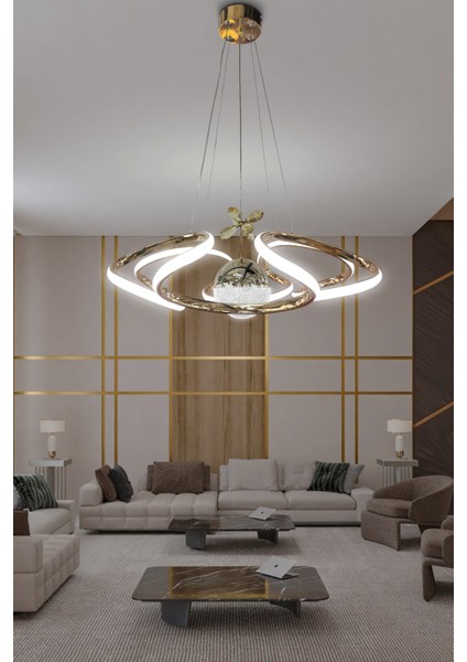 Dron Modern 4 Kol Tek Top Sarkıt Power LED Avize
