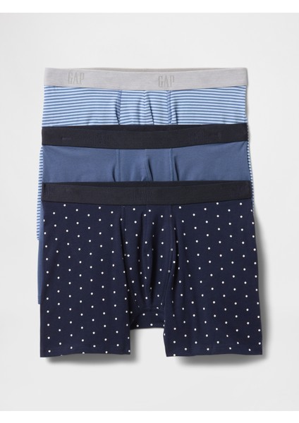 Erkek Lacivert 3'lü Brief Boxer Seti