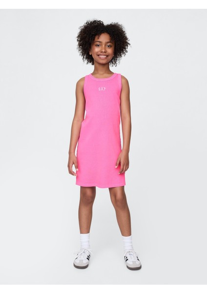 Kız Çocuk Pembe Gap Logo Askılı Elbise