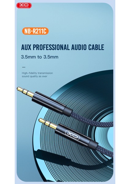 3.5mm Aux Ses Kablosu R211C,1 Metre Örgü Kaplama,araba ve Kulaklık Uyumlu,hd Ses,dayanıklı Kablo fiyatları