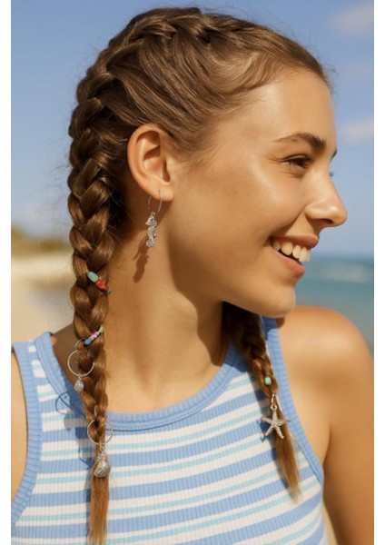 Okyanus Figürleri 8 Parça Saç Küpesi Seti