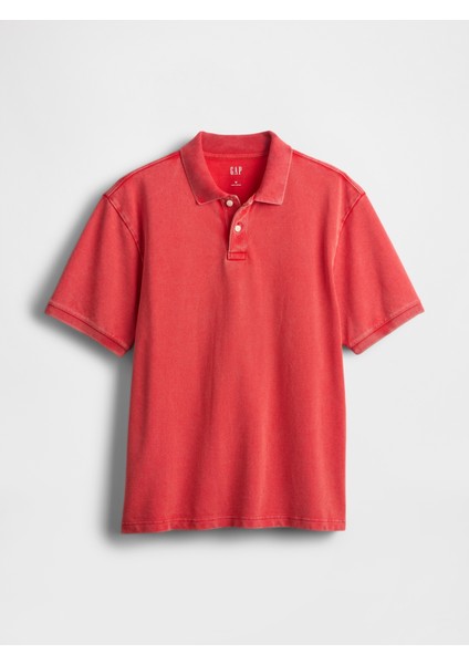 Erkek Kırmızı Relaxed Pique Polo T-Shirt fiyatları