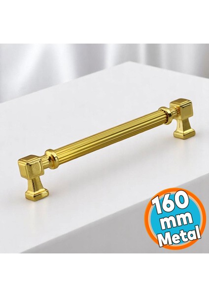 Mobilya Çekmece Mutfak Dolabı Dolap Kulpları Kulbu Kulpu Gold Altın Metal Kulp 160 mm - 16 cm