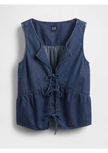 Kadın Lacivert Ultrasoft Denim Bağcıklı Bluz fiyatları