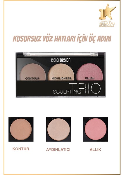 Sculpting Trio Yüz Seti 1 (Kontur, Aydınlatıcı,Allık)
