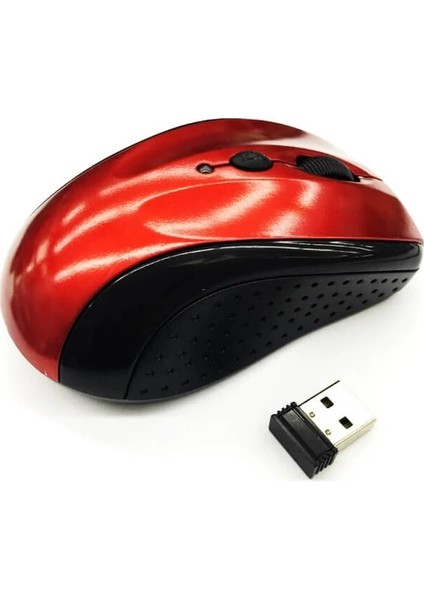 Kablosuz Mouse - WZ-802 1600 Dpı 6 Tuşlu - Ergonomik ve Güç Tasarruflu Tasarım - Kırmızı