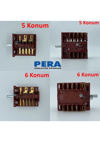 Pera Mekappa Marka Ankastre Fırın Komutatörü - Şalteri - Anahtarı 6 Konumlu