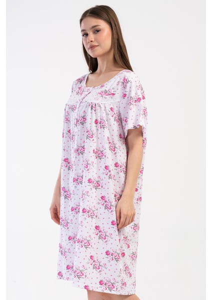 Kadın Büyük Beden Kısa Kol Pembe Gecelik %100 PAMUK C4T8N7O161 fiyatları