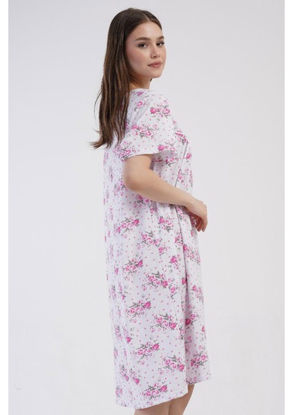 Kadın Büyük Beden Kısa Kol Pembe Gecelik %100 PAMUK C4T8N7O161 modelleri