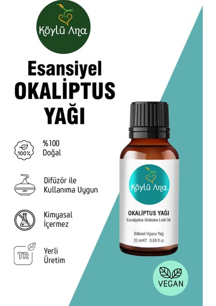 Okaliptus Yağı 20 ml - Saf Esansiyel Uçucu Yağ Hava Tazeleyici Nemlendirici Masaj Yağı