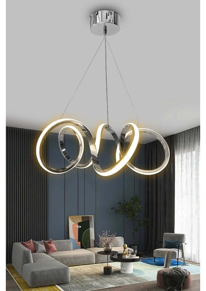 Modern Sarkıt Krom Kıvrım Beyaz Işık LED Avize