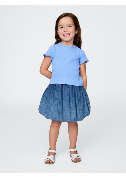 Kız Bebek Mavi Denim Bubble Etek