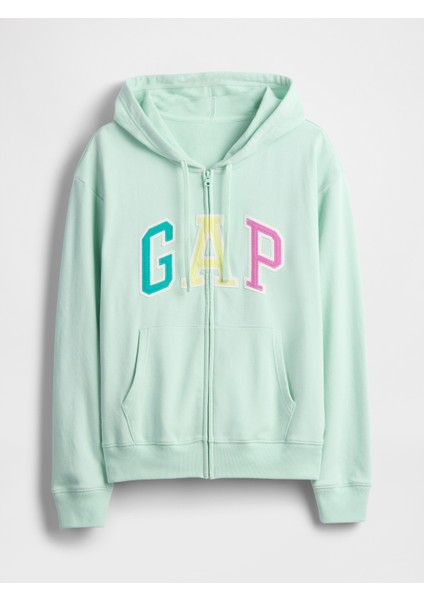 Kadın Açık Yeşil Gap Logo Relaxed Fermuarlı Sweatshirt fiyatları